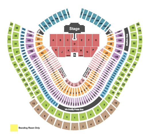 Dodger Stadium Jonas Brothers Seating Chart